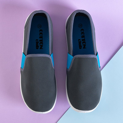 Šedé dámske látkové tenisky navliekajú na Molara - Obuv