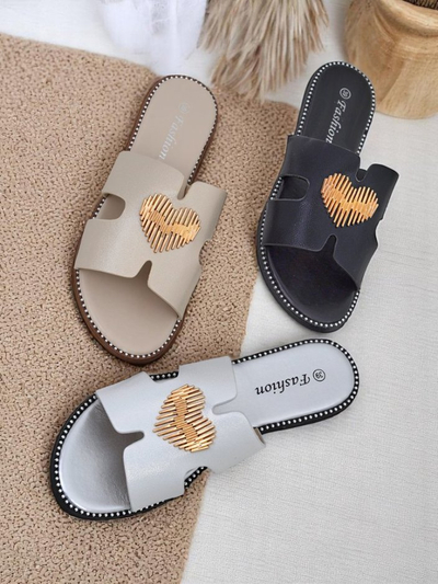 Royalfashion Ženske japonke z ravnim podplatom Heart Chic