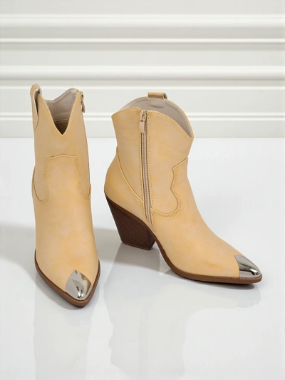 Ženski kavbojski gležnarji s peto in okrasno konico Glacier Fang