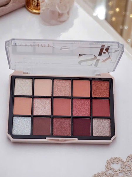 ANYLADY Paleta 15 očných tieňov s trblietavým a matným efektom Ruby Glamour