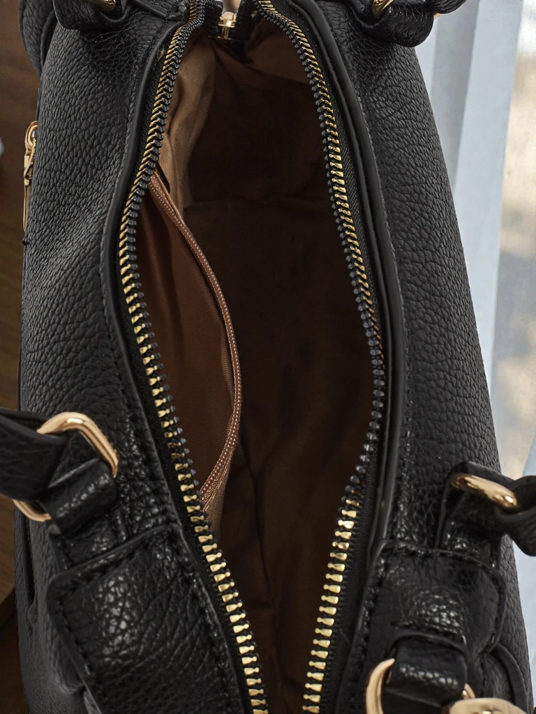 Ženska Torbica Luna Črna Usnjena Elegantna za Vsak Dan