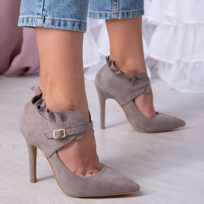 Šedé podpätky Chantel Frill - Obuv