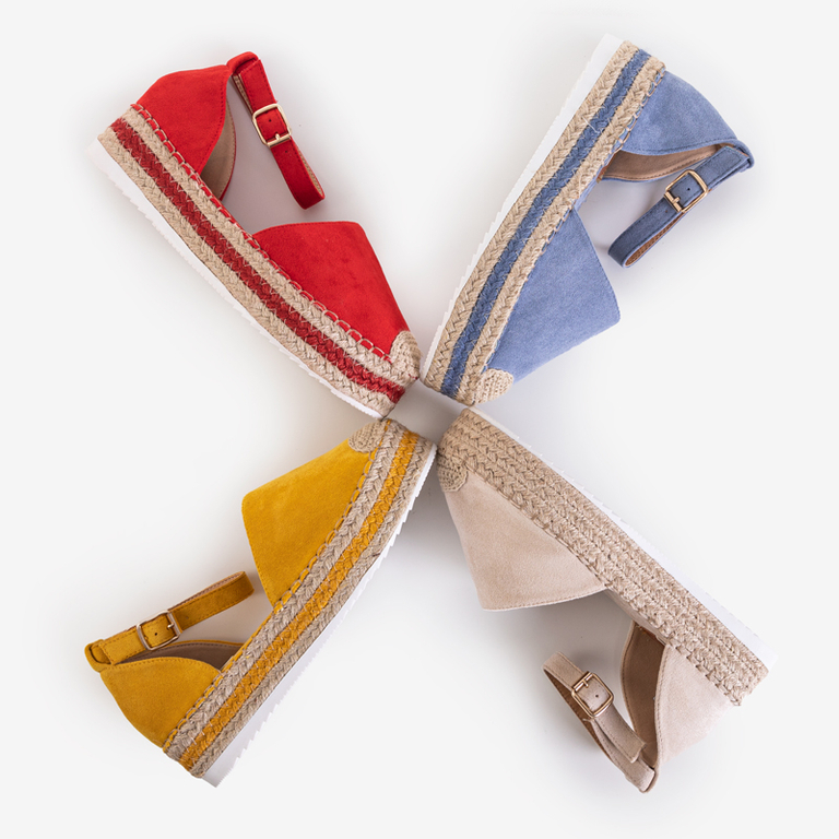 Modré dámske sandále a'la espadrilky na platforme Palira-Shoes