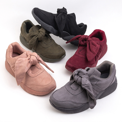 Kaštanová dámska športová obuv s mašľou Montrel - Obuv