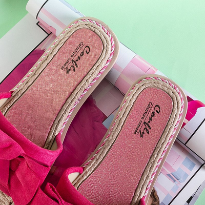 Fuchsiové dámske papuče s mašľou Foas - Obuv