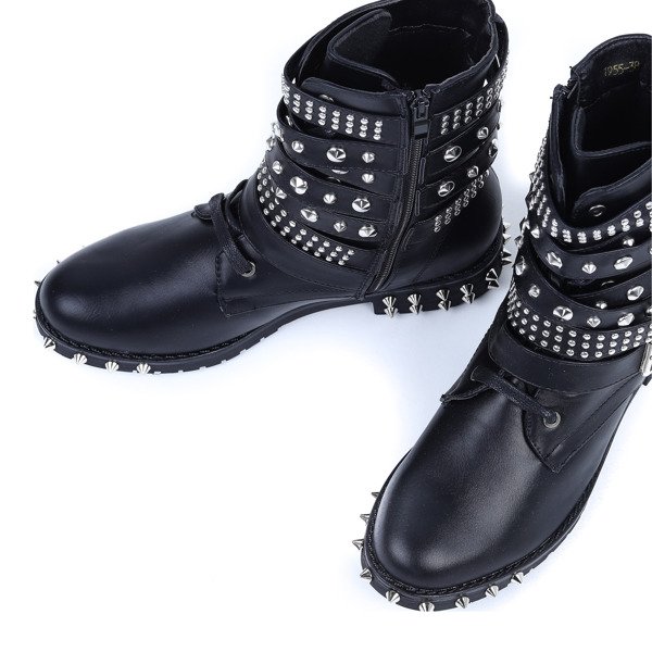 Czarne workery z ćwiekami Alex - Obuwie