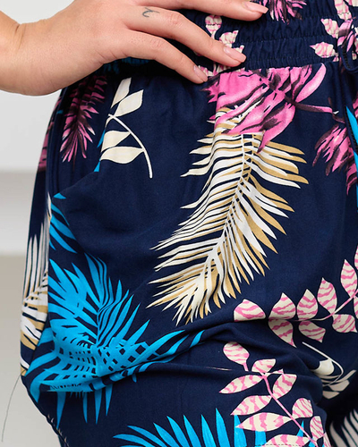 Modré a tmavomodré vzorované dámske šortky - Oblečenie