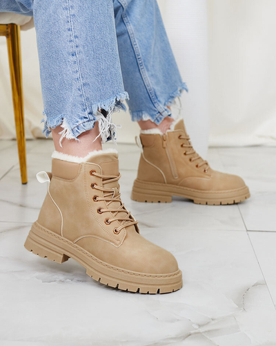 Royalfashion Béžové dámske zateplené trapperské čižmy Radoras