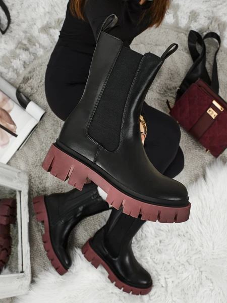 Visoki ženski gležnarji iz eko usnja s pisanim podplatom Dorvella