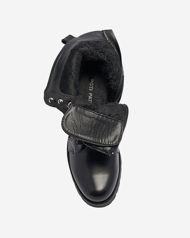 OUTLET Dámske čižmy so zirkónovými pásikmi v čiernej farbe Vaveri- Obuv