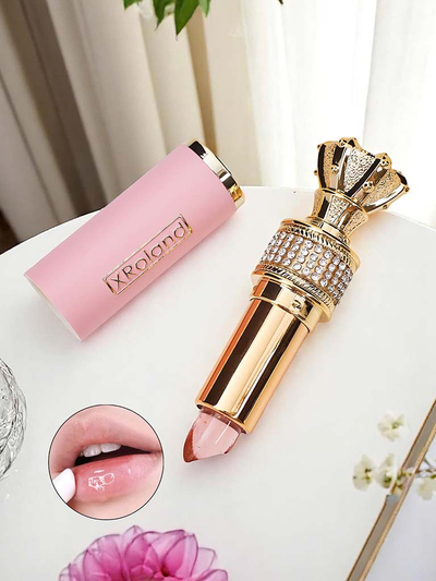 Priehľadný lesk na pery s ružovými kvetmi