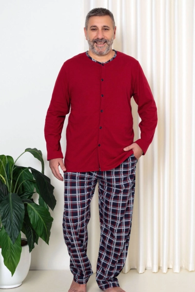 Royalfashion Pánske bavlnené kockované pyžamá VEĽKOSŤ PLUS