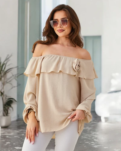 Royalfashion Dámska blúzka a la španielsky s volánmi a kvetom