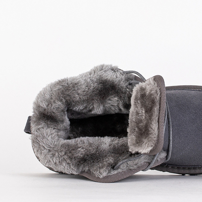 Otroški gležnjarji Luna golobje sivi usnjeni udobni za zimo