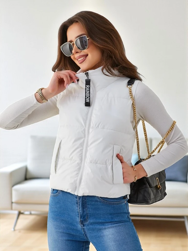 Royalfashion Dámska krátká bezrukávová bunda