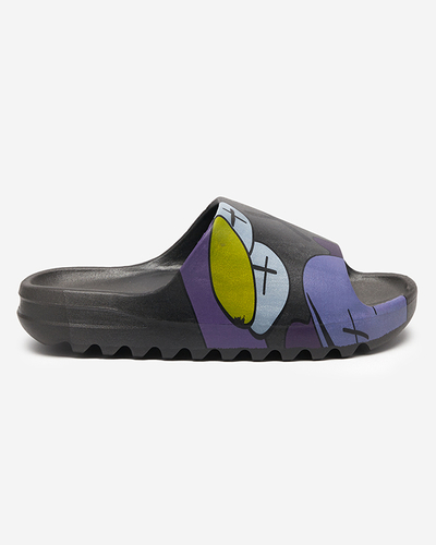 OUTLET Čierne gumené dámske papuče s potlačou Pfizz-footwear