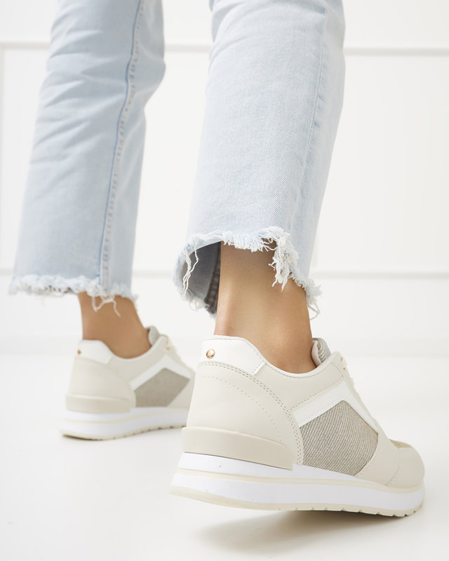 OUTLET Béžové dámske športové tenisky s trblietkami Berilan - Obuv