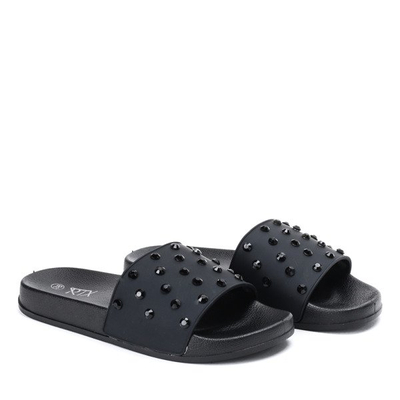 Černé žabky s krystaly Retana - Obuv 1