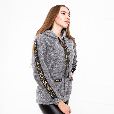 Tmavosivá plyšová dámska mikina s kapucňou - oblečenie