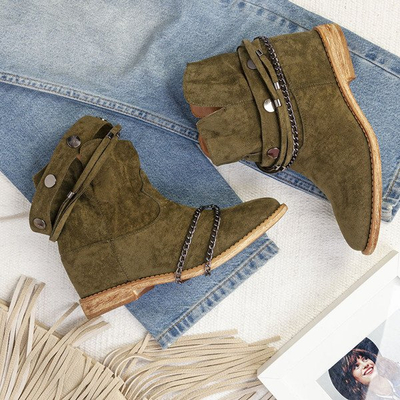 Zelené kovbojské topánky na vnútornom kline Salem - Obuv