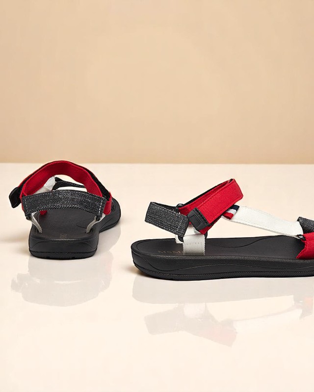 Dámske červené látkové sandále Ojo- Obuv