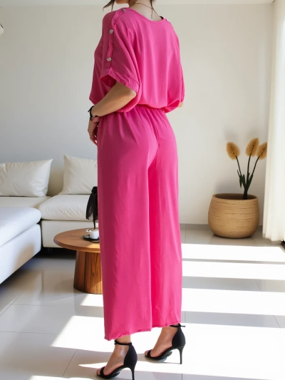 Royalfashion Dámsky casual set s blúzkou s krátkym rukávom a širokými nohavicami
