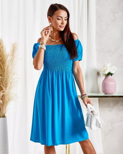 Royalfashion Tyrkysové dámske mini šaty a'la hiszpanka