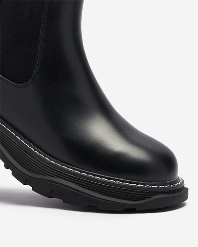 OUTLET Dámske čižmy na hrubšej podrážke v čiernej farbe Galitt- Obuv