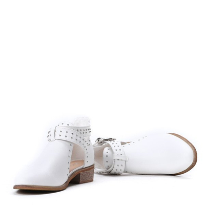 Białe botki z wycięciami Kayla- Obuwie