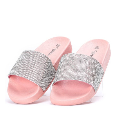 Różowe klapki z cyrkoniami Belia - Obuwie