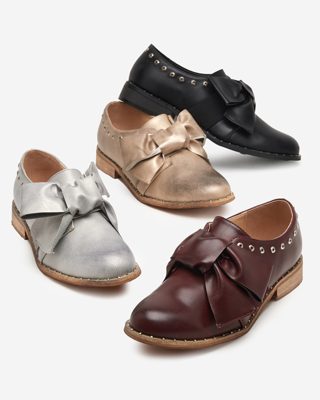 Zlaté dámske poltopánky s mašľou Entera - Obuv