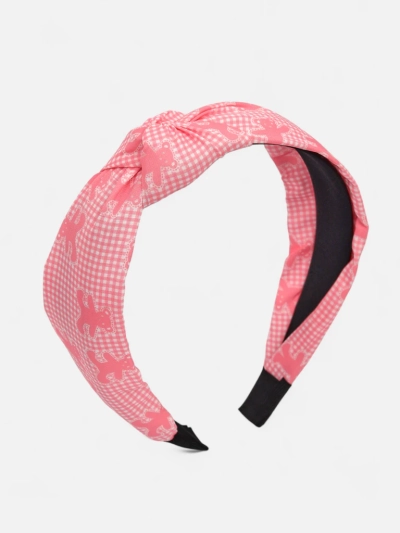 Royalfashion Naglavni trak za lase s pletenico v karirastem vzorcu in medvedki