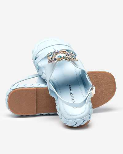 OUTLET Dámske modré sandále s ozdobnou prackou Govy-Footwear