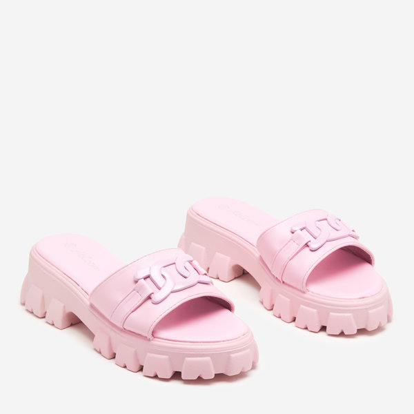 OUTLET Fialové dámske papuče na hrubšej podrážke Inza-Shoes