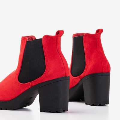 Červené dámské kotníkové boty na sloupku Umberto - Obuv