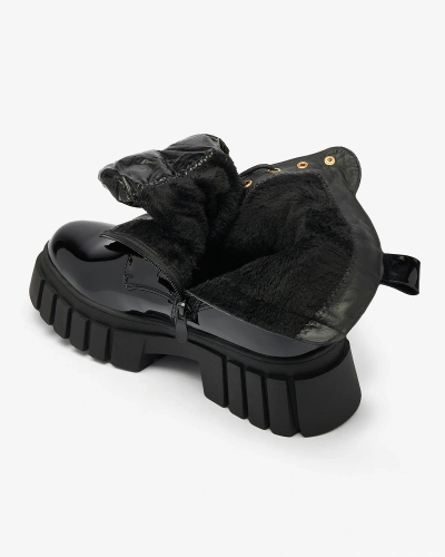 Royalfashion Dámske lakované čierne čižmy Wefetto