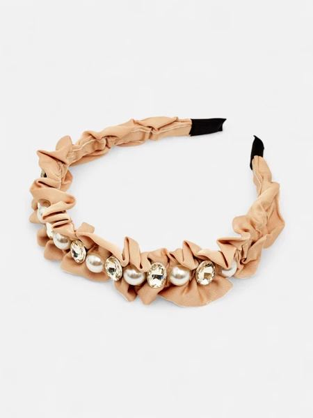 Royalfashion Naglavni trak za lase z nabiranjem in biseri