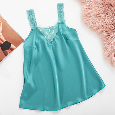 Dámske zelené tričko s čipkou - Oblečenie