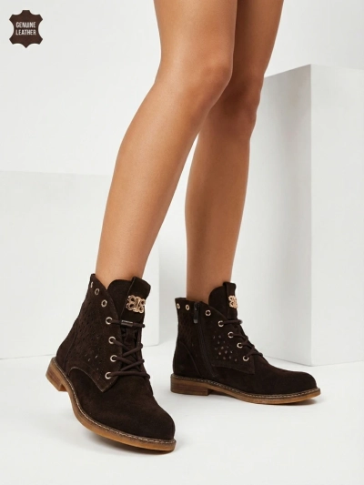 Ažurni ženski gležnarji iz naravnega usnja Aurelias