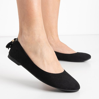 Čierne balerínky so zdobením Olanka - Obuv