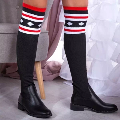 OUTLET Čierne čižmy a'la plochá ponožka Salvia- Topánky