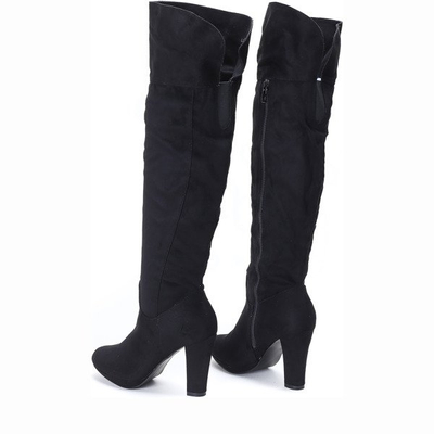 Czarne kozaki na słupku May - Obuwie