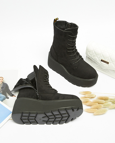 Modré čižmy na platforme Jeanne - Obuv