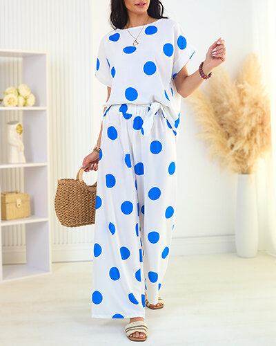 Royalfashion Kobaltovo biely dámsky hrachový komplet