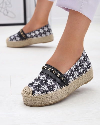 Čierne kvetinové espadrilky Azzaxi- Obuv
