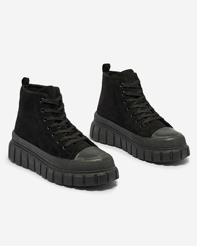 OUTLET Čierne dámske šnurovacie športové topánky a'la tenisky Netara - Obuv