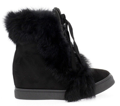 Czarne sneakersy z futerkiem Majolela - Obuwie