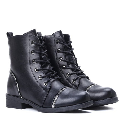 Czarne workery z suwakami Nelly - Obuwie