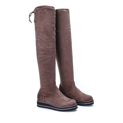 Brązowe kozaki na platformie Emily - Obuwie