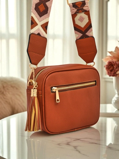 Royalfashion Mala ženska torbica iz eko usnja s pisanim pasom Kovi Lace